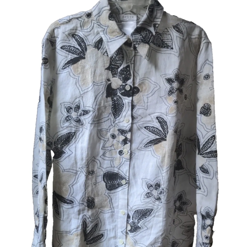 Basler 100% Linen Blouse Button-down Shirt Size XL / 44 EUR, 46 F, 18 UK